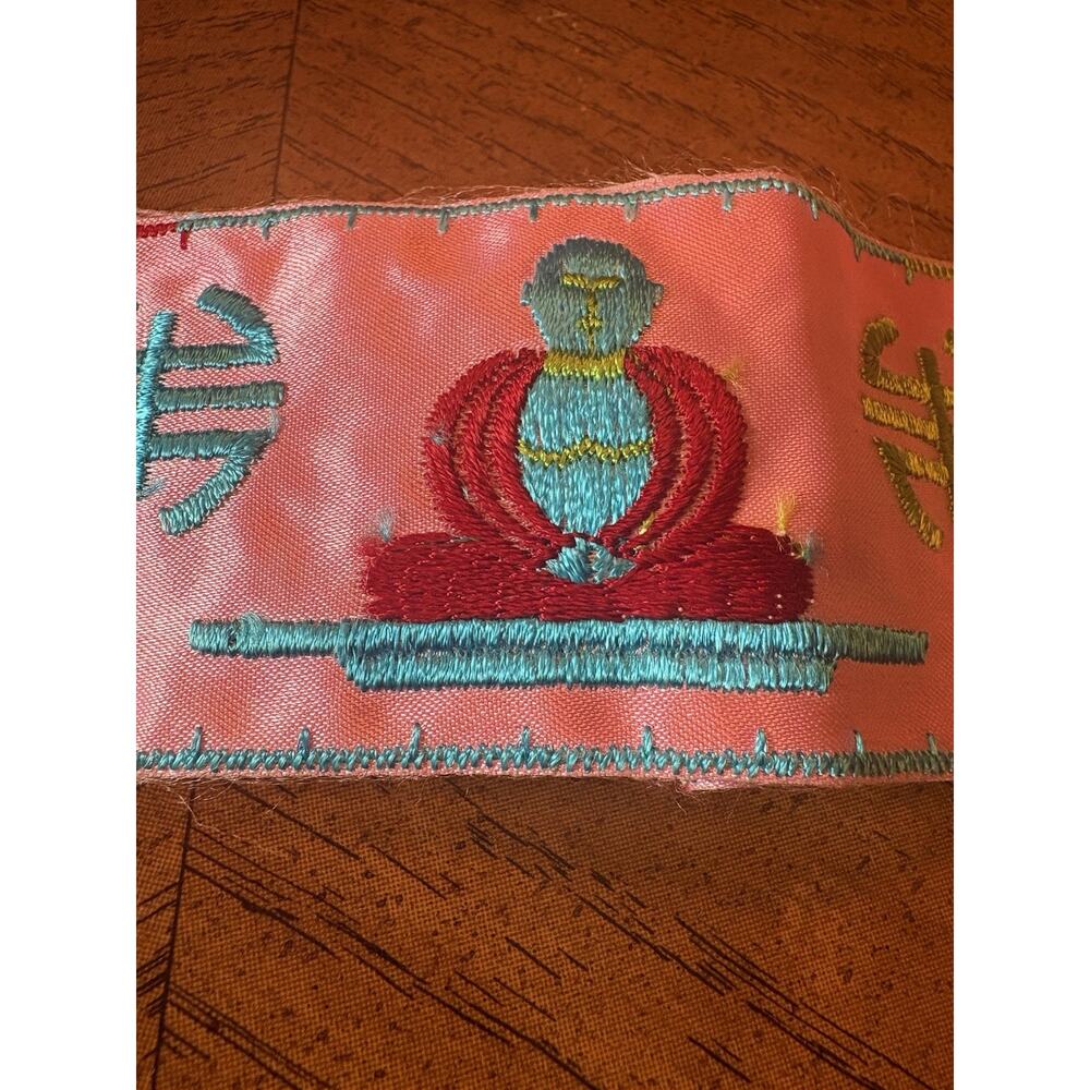 2inch Pink Buddhist Embroidered Ribbon 6 1/2 Yards Total / 2 Pcs.